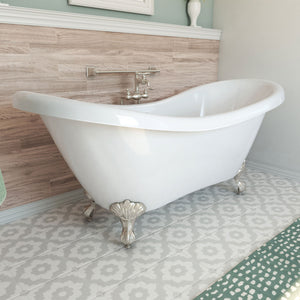 DreamLine Chesapeake 69 in. L x 31 in. H Acrylic Freestanding Bathtub with Brushed Nickel Finish