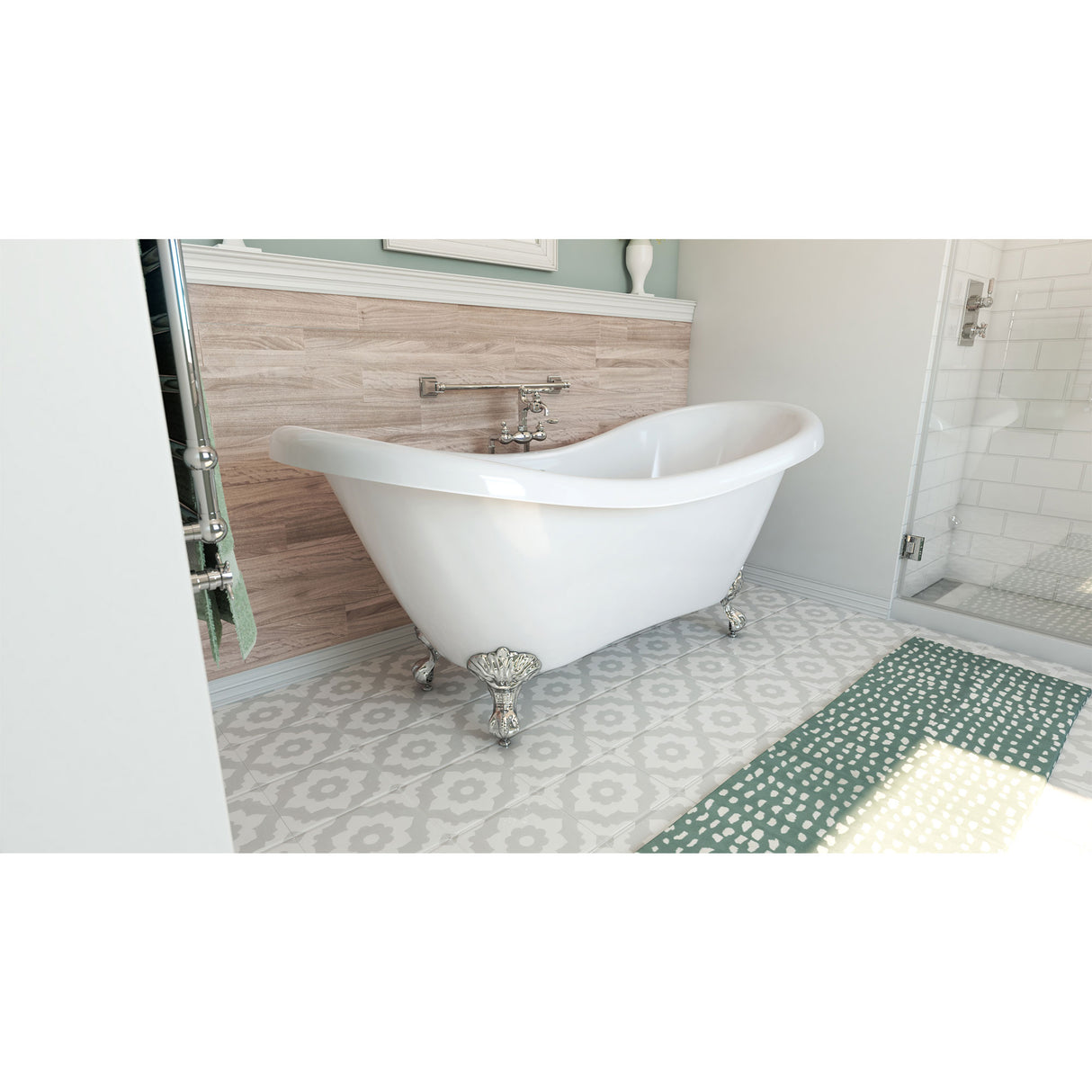 DreamLine Chesapeake 69 in. L x 31 in. H Acrylic Freestanding Bathtub with Chrome Finish