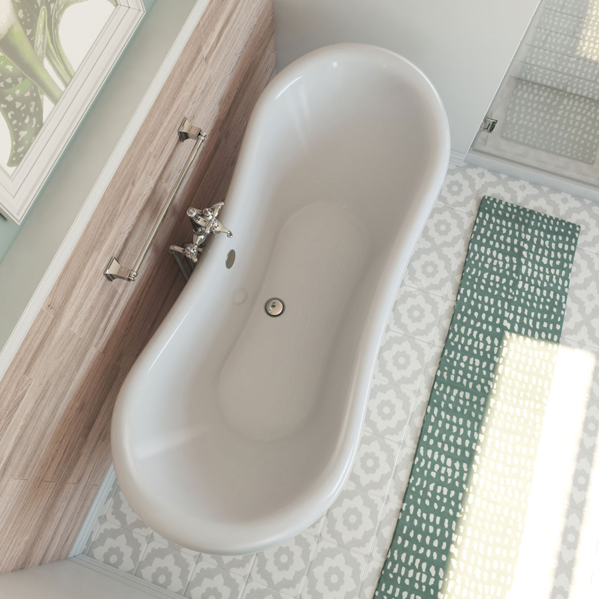 DreamLine Chesapeake 69 in. L x 31 in. H Acrylic Freestanding Bathtub with White Finish