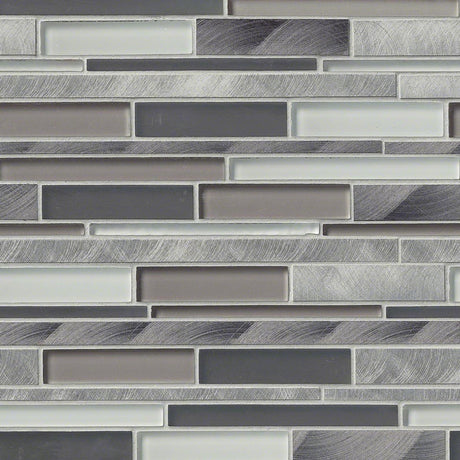 Cityscape interlocking 12X12 glass and metal mesh mounted mosaic wall tile SMOT-GLSMTIL-CS8MM product shot multiple tiles angle view