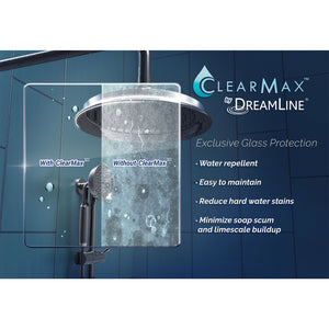 DreamLine Duet 36 in. D x 60 in. W x 74 3/4 in. H Semi-Frameless Bypass Shower Door in Chrome and Left Drain Black Base