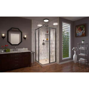DreamLine Cornerview 36 in. D x 36 in. W x 74 3/4 in. H Framed Sliding Shower Enclosure in Brushed Nickel with Biscuit Shower Base