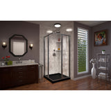 DreamLine Cornerview 42 in. D x 42 in. W x 74 3/4 in. H Framed Sliding Shower Enclosure in Brushed Nickel with Black Acrylic Base
