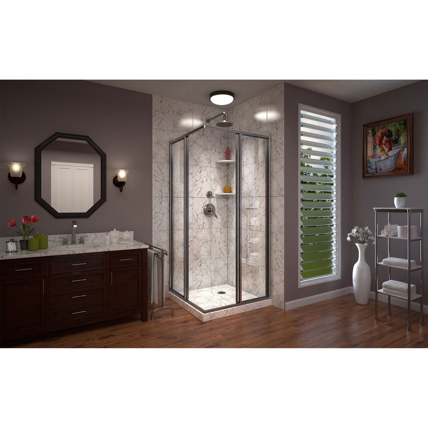 DreamLine Cornerview 40 1/2 in. D x 40 1/2 in. W x 72 in. H Framed Sliding Shower Enclosure in Brushed Nickel
