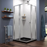 DreamLine Cornerview 36 in. D x 36 in. W x 74 3/4 in. H Framed Sliding Shower Enclosure in Chrome with Black Acrylic Base Kit