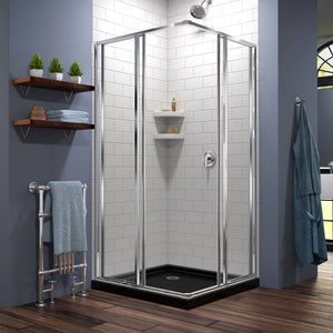 DreamLine Cornerview 36 in. D x 36 in. W x 74 3/4 in. H Framed Sliding Shower Enclosure in Chrome with Black Acrylic Base Kit
