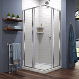 DreamLine Cornerview 36 in. D x 36 in. W x 74 3/4 in. H Framed Sliding Shower Enclosure in Chrome with White Acrylic Base Kit