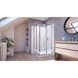 DreamLine Cornerview 36 in. D x 36 in. W x 78 3/4 in. H Sliding Shower Enclosure, Base, and White Wall Kit in Chrome