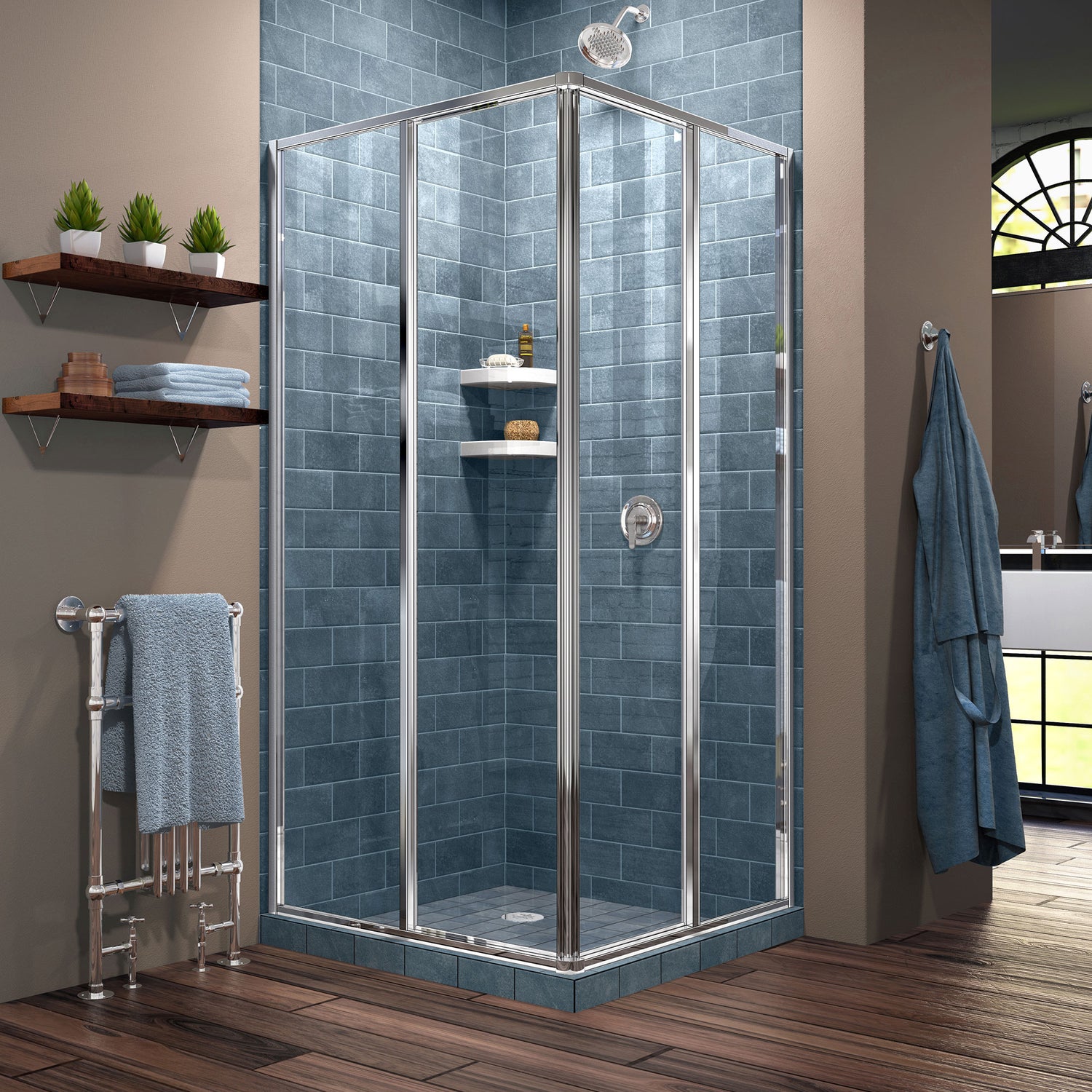 DreamLine Cornerview 40 1/2 in. D x 40 1/2 in. W x 72 in. H Framed Sliding Shower Enclosure in Chrome