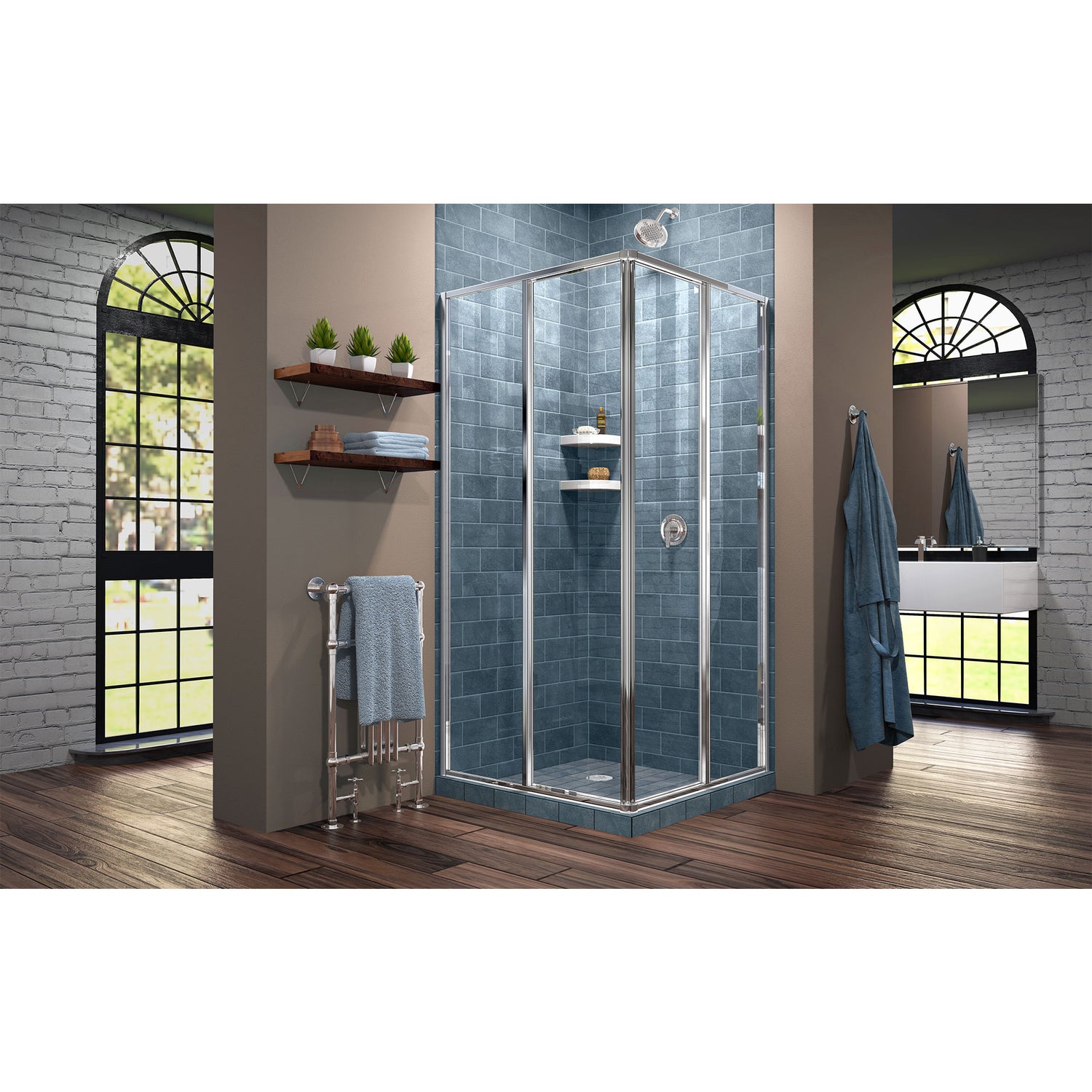 DreamLine Cornerview 34 1/2 in. D x 34 1/2 in. W x 72 in. H Framed Sliding Shower Enclosure in Chrome