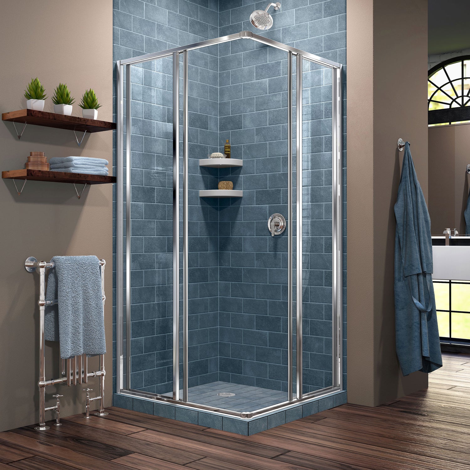 DreamLine Cornerview 34 1/2 in. D x 34 1/2 in. W x 72 in. H Framed Sliding Shower Enclosure in Chrome