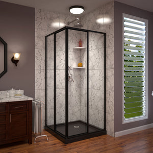 DreamLine Cornerview 36 in. D x 36 in. W x 74 3/4 in. H Framed Sliding Shower Enclosure and Shower Base Kit in Satin Black
