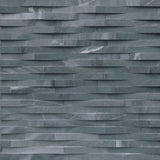 Cosmic black 3d wave ledger panel 6"x24" honed marble wall tile LPNLMCOSBLK624-3DW product shot angle view