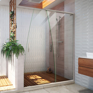 DreamLine Crest 58-60 in. W x 76 in. HClear Glass Frameless Sliding Shower Door in Brushed Nickel
