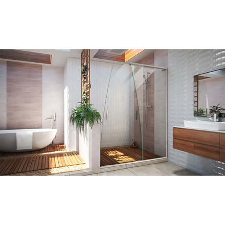 DreamLine Crest 58-60 in. W x 76 in. HClear Glass Frameless Sliding Shower Door in Brushed Nickel