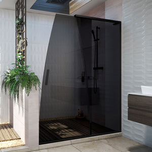 DreamLine Crest 58-60 in. W x 76 in. H Smoke Gray Glass Frameless Sliding Shower Door in Satin Black