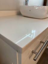48" Floating White Vanity Set with Quartz Top, Ceramic Vessel Sink, and Chrome Vessel Faucet