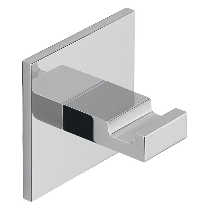 Bathroom Hook, Adhesive, Mounted, Square, Polished Chrome, Aluminum