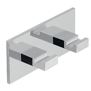 Double Hook, Adhesive, Mounted, Square, Chrome, Aluminum