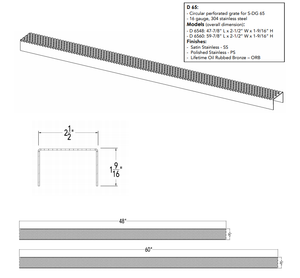 Infinity Drain D 6548 48" D 65 Grate 1 9/16" High