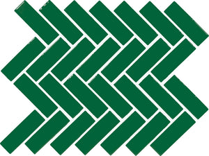 Daltile Color Wheel Mosaic Emerald Herringbone 1x3 Glossy Mosaic Tile