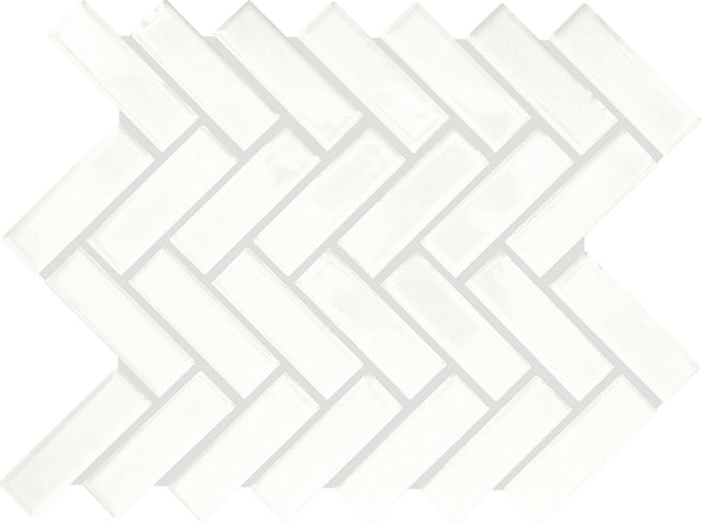 Daltile Color Wheel Mosaic Arctic White Herringbone 1x3 Glossy Mosaic Tile