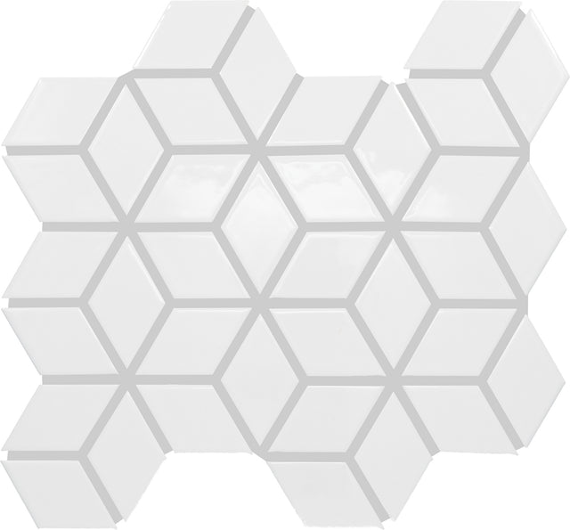 Daltile Color Wheel Retro Arctic White 3D Cube 2x3 Glossy Mosaic Tile
