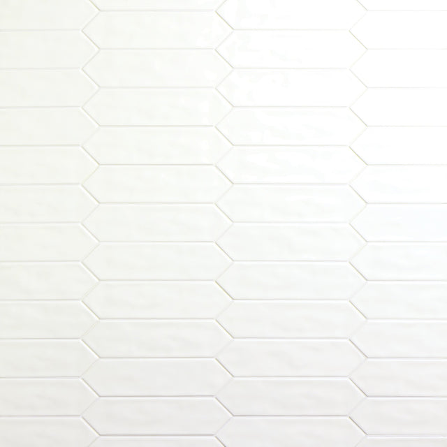 Daltile Stagecraft Arctic White Picket 3x12 Undulated Glossy Wall Tile