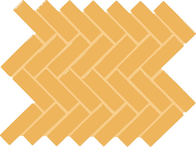 Daltile Color Wheel Mosaic Mustard Herringbone 1x3 Glossy Mosaic Tile