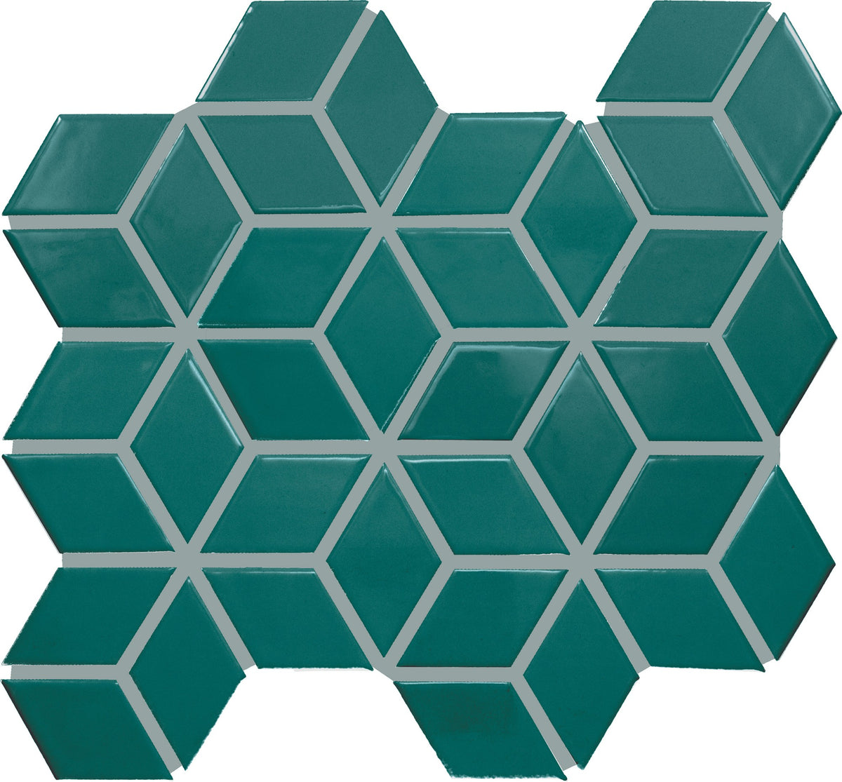 Daltile Color Wheel Retro Peacock 3D Cube 2x3 Glossy Mosaic Tile