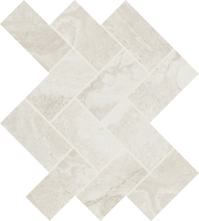 Daltile Archaia Relic White Herringbone 2x4 Matte Mosaic Tile