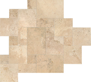 Daltile Travertine Mendocino Pattern Versaille Chiseled Brushed Stone Tile