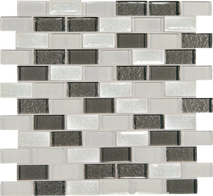 Daltile Crystal Shores Diamond Delta Brick Joint 2x1 Glass Mosaic Tile