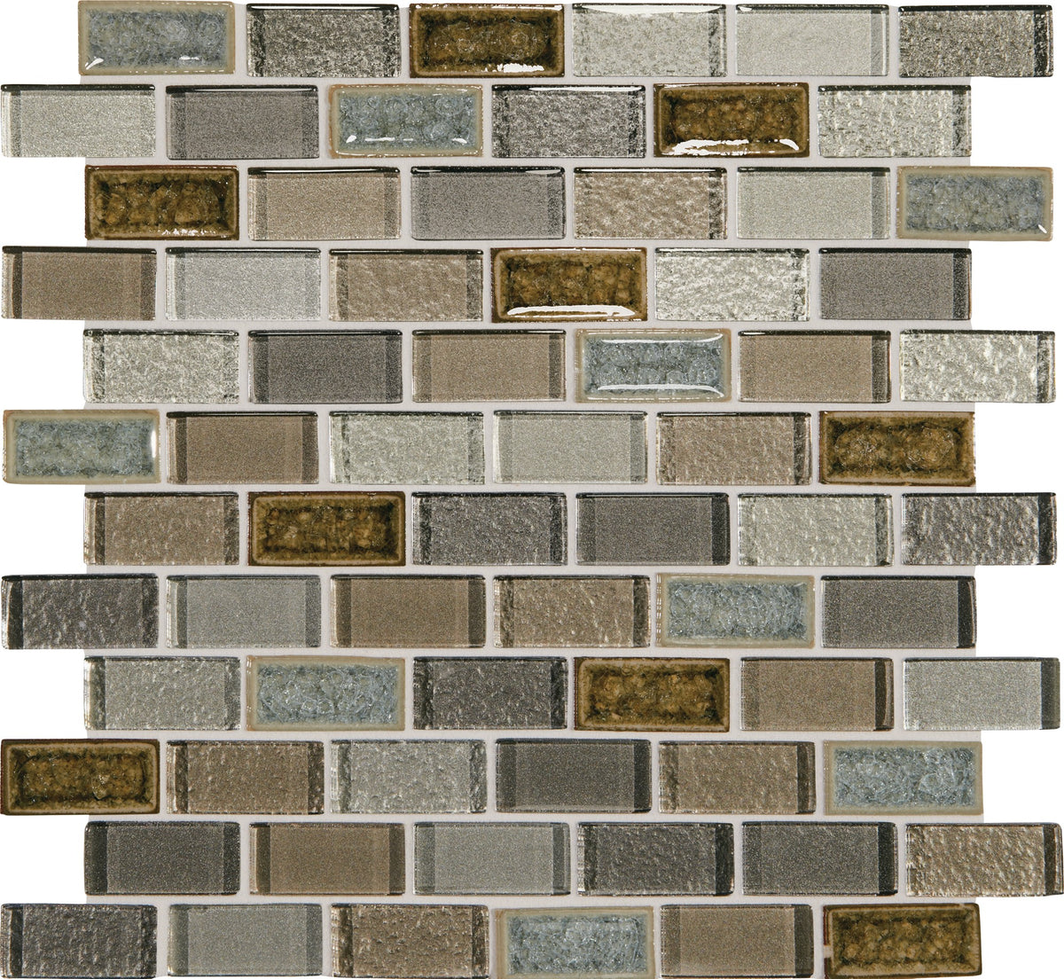 Daltile Crystal Shores Sapphire Lagoon Brick Joint 2x1 Glass Mosaic Tile