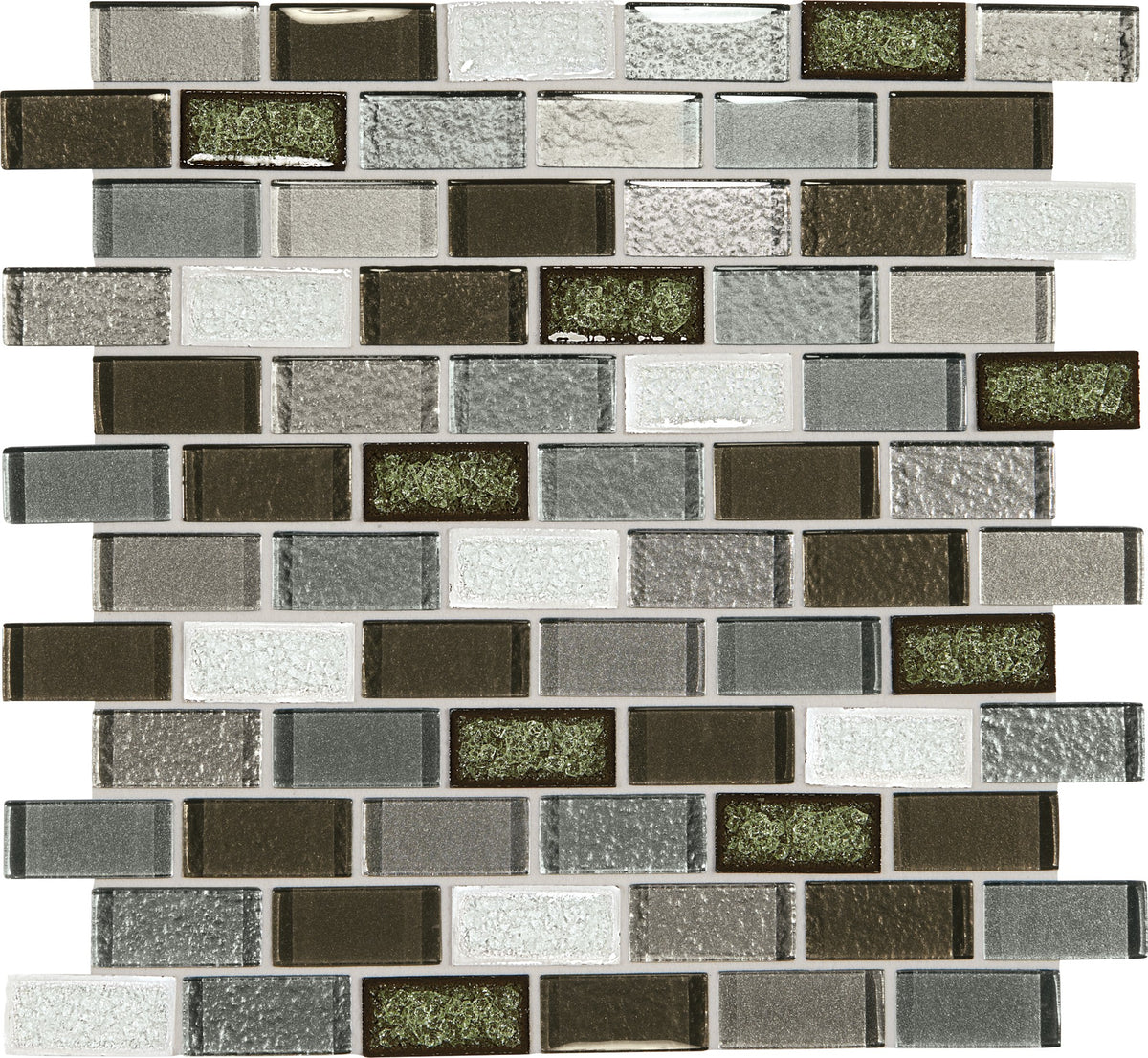 Daltile Crystal Shores Emerald Isle Brick Joint 2x1 Glass Mosaic Tile