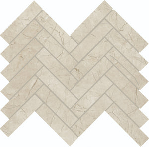Daltile Platinum Almond Herringbone 1x4 Polished Mosaic Tile