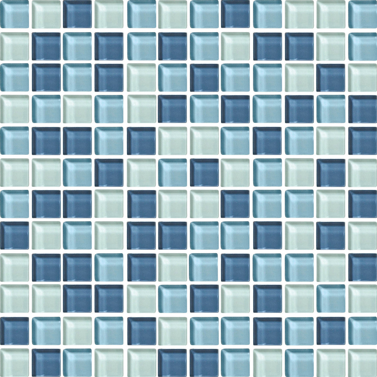 Daltile Color Wave Winter Blues Straight Joint 1x1 Glass Mosaic Tile