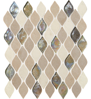 Daltile Decorative Accents Blanc Et Beige Raindrop 1x2 Straight Edge Mix Mosaic Natural Stone Tile