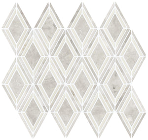 Daltile Decorative Accents Argyle Blend White Argyle 3x4 Straight Edge Polished Mosaic Natural Stone Tile