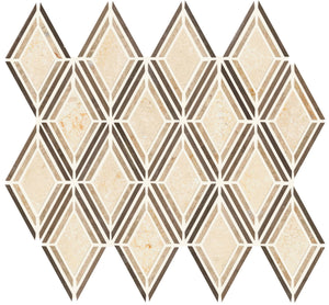 Daltile Decorative Accents Argyle Blend Beige Argyle 3x4 Straight Edge Polished Mosaic Natural Stone Tile