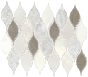 Daltile Decorative Accents Lumia Leaf White Leaf 2x3 Straight Edge Polished Mosaic Natural Stone Tile