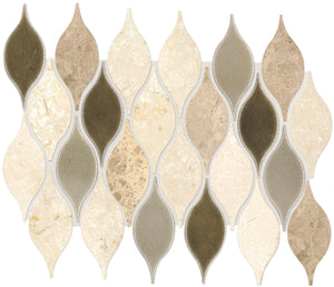 Daltile Decorative Accents Lumia Leaf Beige Leaf 2x3 Straight Edge Polished Mosaic Natural Stone Tile