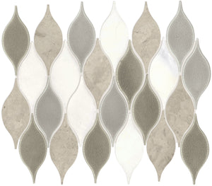 Daltile Decorative Accents Lumia Leaf Gray Leaf 2x3 Straight Edge Polished Mosaic Natural Stone Tile