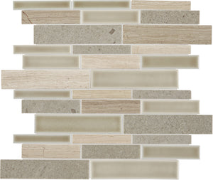 Daltile Raine Cumulus Grey Blend Random Linear Straight Edge Polished Mosaic Natural Stone Tile
