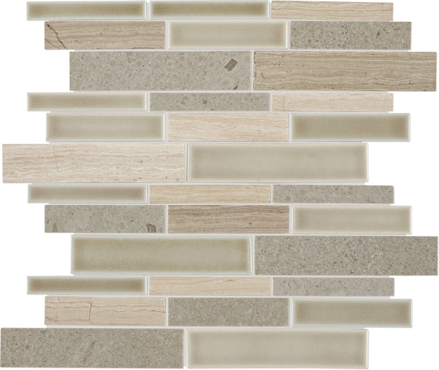 Daltile Raine Cumulus Grey Blend Random Linear Straight Edge Polished Mosaic Natural Stone Tile