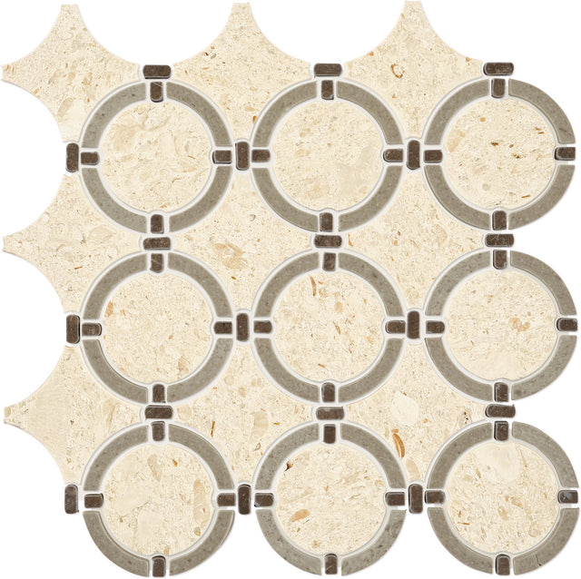 Daltile Raine Cumulus Grey Blend Linked Ring Straight Edge Honed Mosaic Natural Stone Tile