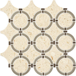 Daltile Raine Cumulus Grey Blend Linked Ring Straight Edge Honed Mosaic Natural Stone Tile