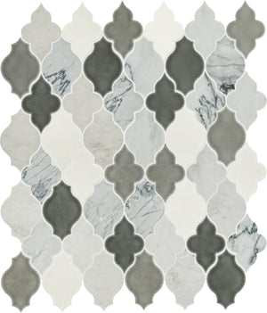 Daltile Raine Cirrus Storm Blend Arabesque Straight Edge Honed Mosaic Natural Stone Tile