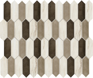 Daltile Fonte Pier White Blend Picket 2x6 Straight Edge Mix Mosaic Natural Stone Tile