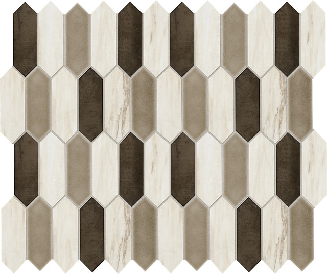 Daltile Fonte Pier White Blend Picket 2x6 Straight Edge Mix Mosaic Natural Stone Tile